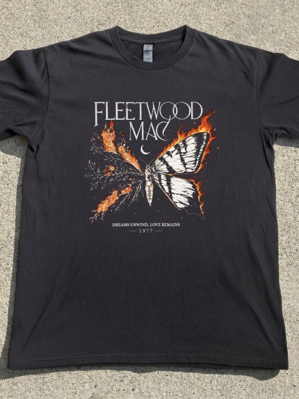 Black Graphic Tee - Butterfly Flame Design